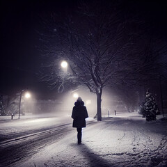 person walking in the night