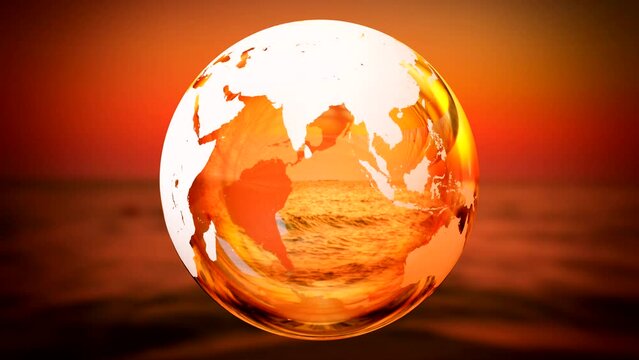 3D 4k rotating Earth, sunset sky in background. Elements of this image furnished by NASA