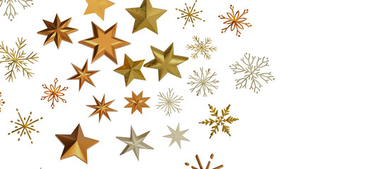 Abstract Gold Star Falling Soft Focus Background, 3D rendering.