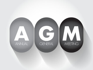 AGM - Annual General Meeting is a meeting of the general membership of an organization, acronym business concept background