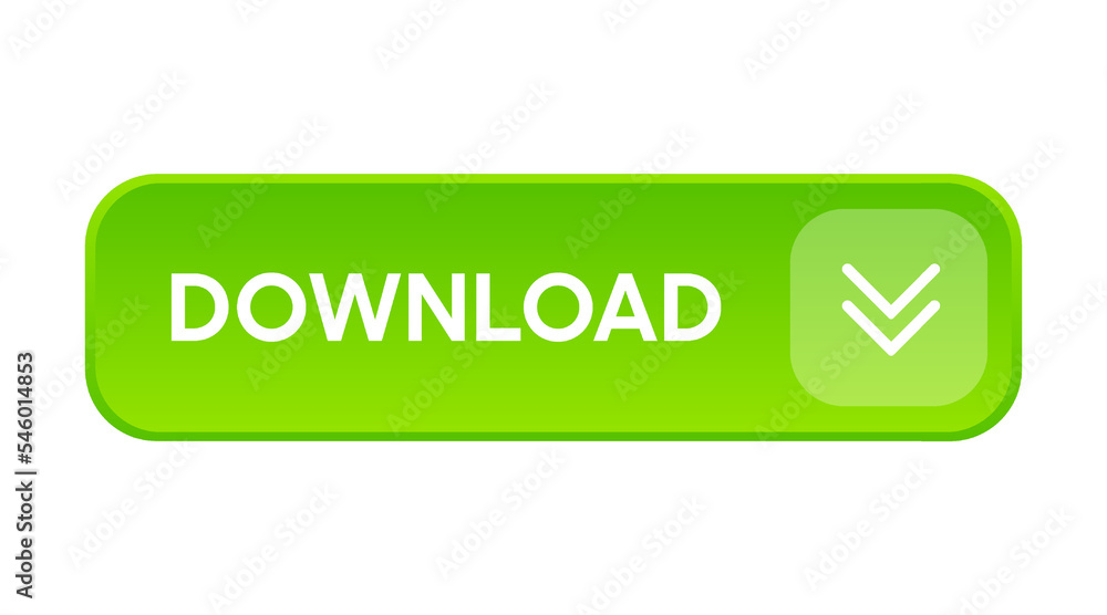 Poster 3D green download button icon. Upload icon. Down arrow bottom side symbol. Click here button. Save cloud icon push button for UI UX, website, mobile application.