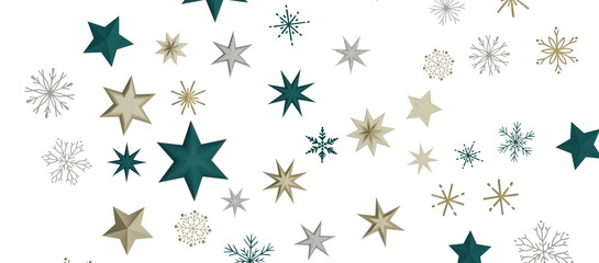 A gray whirlwind of golden snowflakes and stars. New