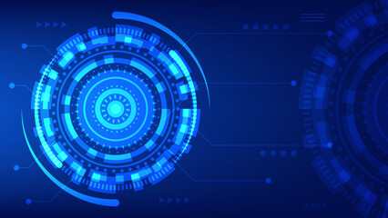 futuristic innovation technology background concept. virtual glowing blue light Hi tech HUD screen