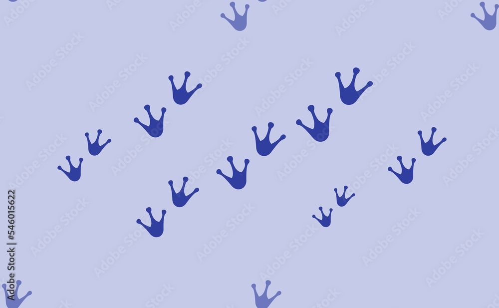 Poster seamless pattern of large isolated blue frog tracks symbols. the pattern is divided by a line of ele
