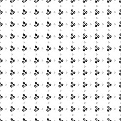 Square seamless background pattern from black coffee beans symbols are different sizes and opacity. The pattern is evenly filled. Vector illustration on white background