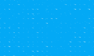 Seamless background pattern of evenly spaced white helicopter symbols of different sizes and opacity. Vector illustration on light blue background with stars