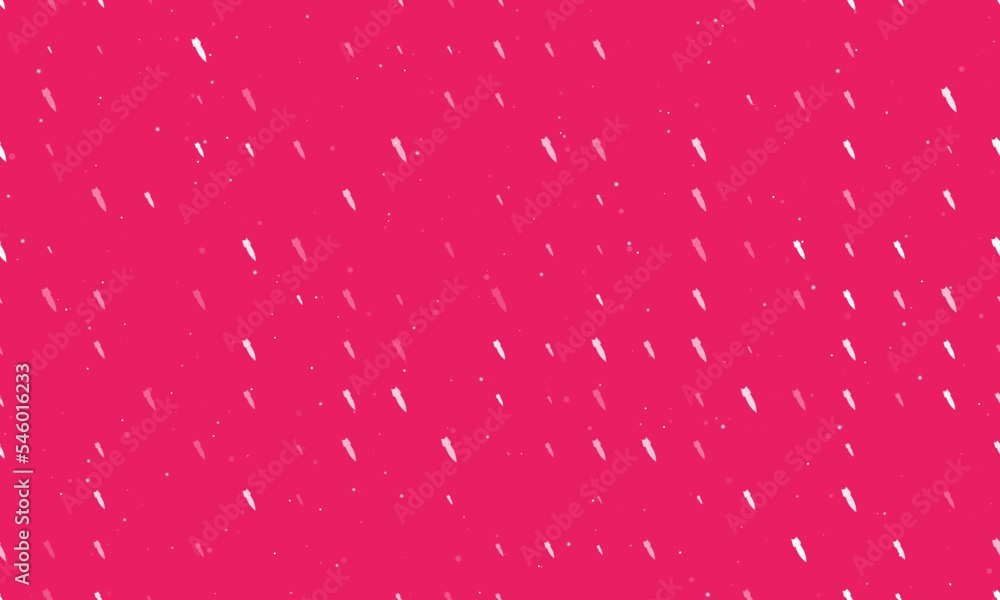 Poster seamless background pattern of evenly spaced white falling rocket symbols of different sizes and opa