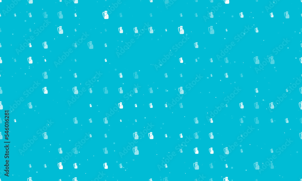 Poster seamless background pattern of evenly spaced white travel backpack symbols of different sizes and op
