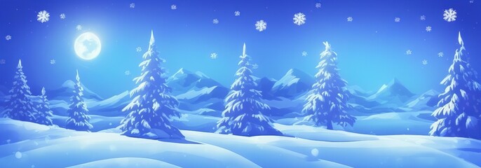 Fototapeta na wymiar AI-Generated Image of a Winter Mountain Sunset Landscape Banner