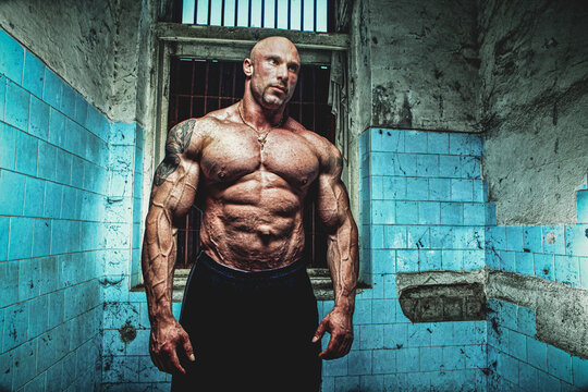 Muscular Inmate Doing Time
