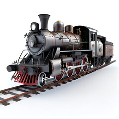 Cartoon steam train model isolated on clean white background, beautiful illustration generated by Ai	