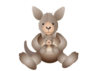 Känguru Mama mit kleinem zuckersüßen Nachwuchs
