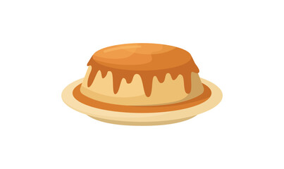 Vector illustration of a South American dish - flan. Kitchen for New Year and Christmas. Flat style.