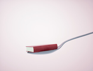Spoon with a book on it. Education and scholarship concept