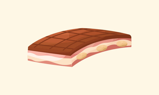 Vector illustration of an Scandinavian dish - ribbe. Kitchen for New Year and Christmas. Flat style.