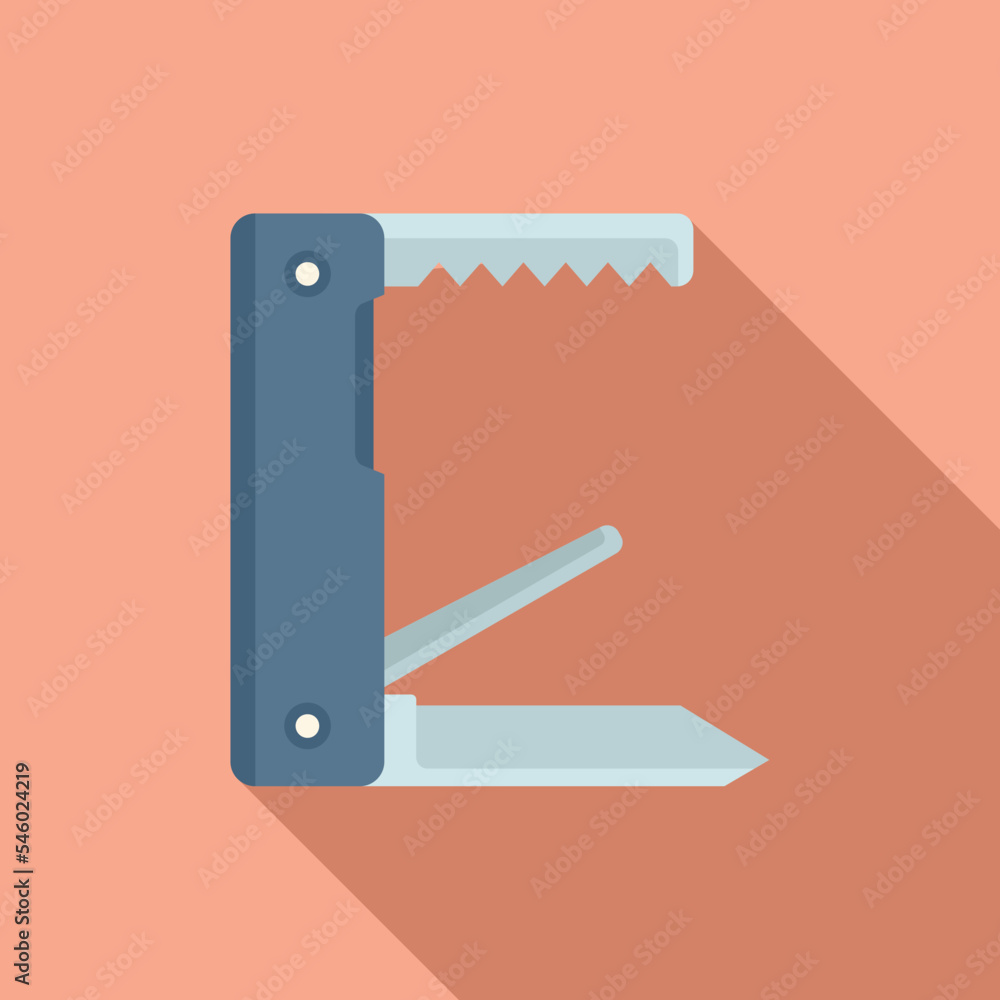 Poster folding multitool icon flat vector. army knife. camping kit