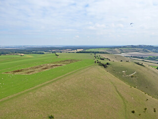 Fototapeta na wymiar Aerial view of Pewsey Vale from Golden Ball, Wiltshire