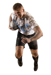 Rugby player in action isolated
