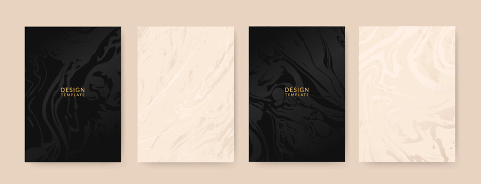 Modern vector cover design set. Prestigious background with abstract golden and black line pattern. Luxury elegant template for design menu, invitation, brochure, flyer layout, presentation.