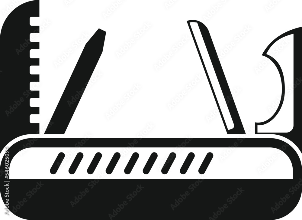 Poster multitool icon simple vector. army knife. camping kit