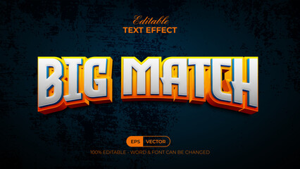Big Match 3D Text Effect Style. Editable Text Effect.