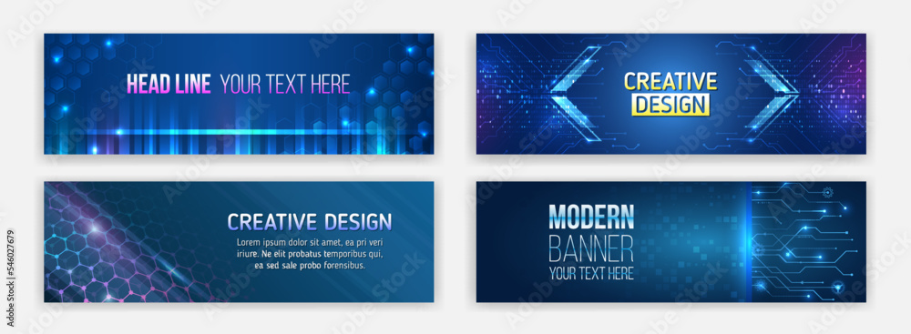 Poster set banner templates for websites. abstract social media cover design. horizontal header web backgro