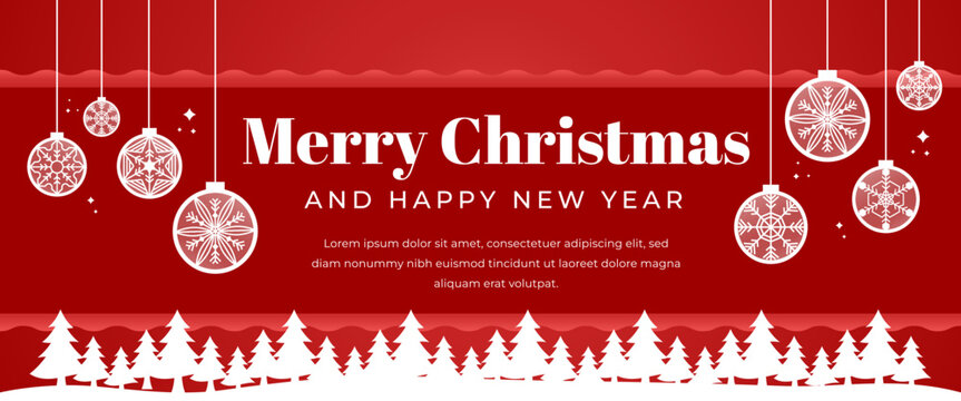 Merry Christmas And Happy New Year Horizontal Banner Template