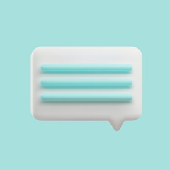 3d cloud message icon. Cute vector sign of sms chatter.