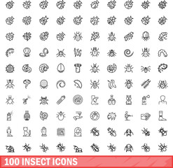 100 insect icons set. Outline illustration of 100 insect icons vector set isolated on white background © ylivdesign