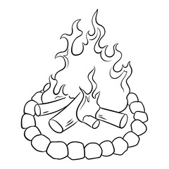 Bonfire coloring book PNG illustration with transparent background