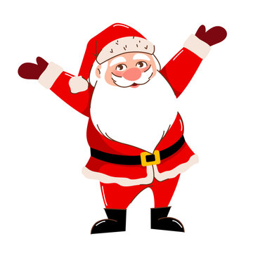 isolated image of a happy Santa Claus waving his hands. Vector flat illustration