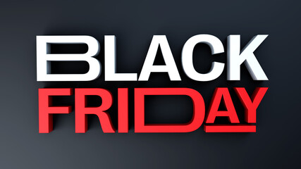 Black Friday sale. Modern logo with elegant and extended lettering. Premium design template. 3D render.
