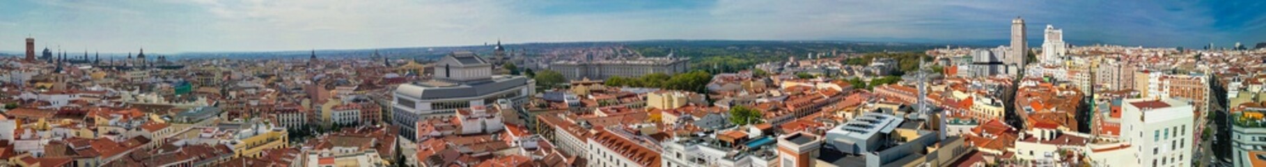 Fototapeta na wymiar Madrid, Spain - November 2022: Amazing panoramic aerial view of city center and landmarks
