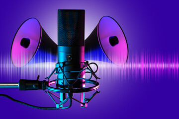 Microphone as a symbol for recording audio podcasts. dj microphone. Mic podcast symbol