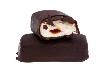 chocolate covered cheese isolated