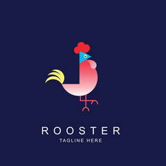 Fototapeta na wymiar Chicken head icon logo vector design template with cartoon vintage style. Rooster mascot logo vector concept for fast food restaurant, farm, kitchen, or company business.