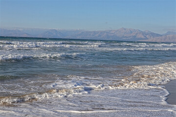 Strand, Beach, Meer, Wellen, Himmel, Urlaub, Griechenland