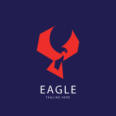 background with red star eagle Bird Abstract Logo design vector design
