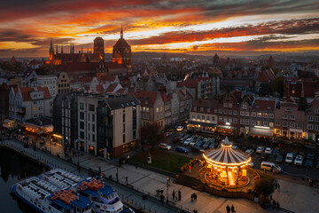 Beautiful Gdansk city at sunset. Poland