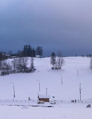 Winter in Wiezyca, Kashubian region, Pomerania, Poland.