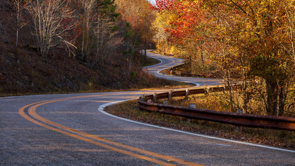 Long winding roads in the mountain during autumn
