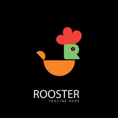 Chicken head icon logo vector design template with cartoon vintage style. Rooster mascot logo vector concept for fast food restaurant, farm, kitchen, or company business.