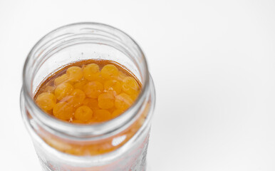 Cherry jam on a white background