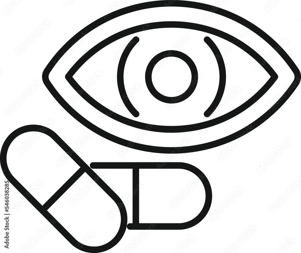 Poster vision capsule icon outline vector. eye test. visual exam