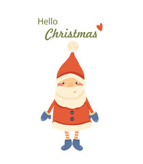 Illustration of santa claus. Cute hand drawn santa calus for postcard, children's book, packaging.