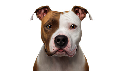 American Staffordshire Terrier isolated on transparent background. Portrait of a American Staffordshire Terrier dog. Cute dog. Digital art	