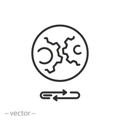 automatic update process icon, software data synchronize, thin line symbol, vector illustration