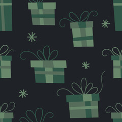 Vector Christmas seamless pattern. Hand drawn winter holiday illustration. Trendy repeat texture for fashion print, wallpaper or fabric.