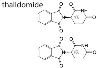 Skeletal formula of Thalidomide on white background