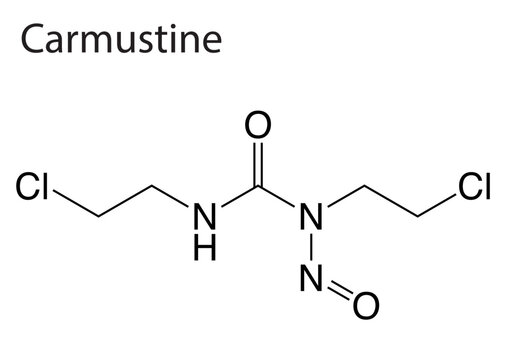 Skeletal formula of Carmustine on white background